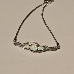 Elegant Silver Opal Bracelet